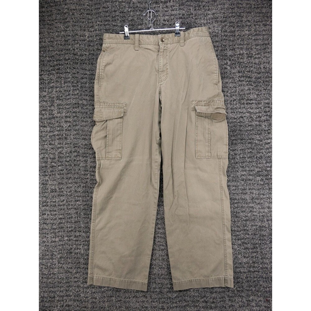 Vintage Eddie Bauer Cargo Pants Mens 33x31 Tag 33x32 Green Utility Fit Outdoor